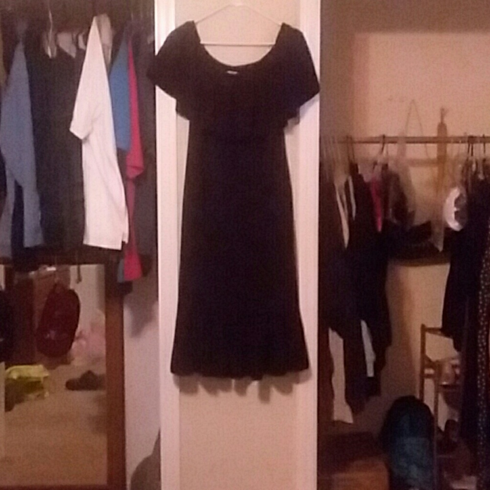 black dress with ruffles